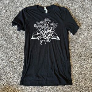 Black Graphic Tee with White Print